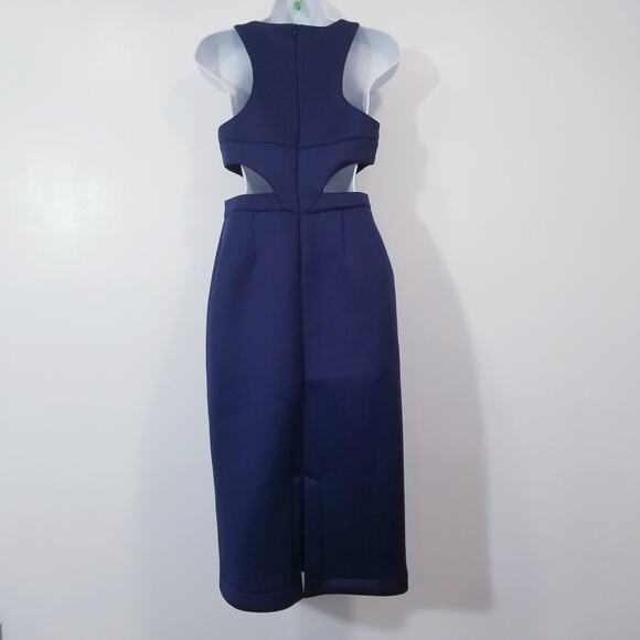 Hunter Bell Women size 6 Navy Blue Cutout Midi Bodycon Dress Sleeveless - Picture 3 of 16